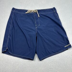 Patagonia Men's Swim Trunks‎ Size 38 Blue Gold Unlined Elastic Drawstring Waist